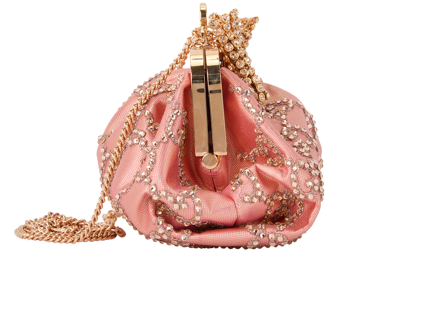 Moire Bow Clutch, &pound;1,800, Handbags, Pink, Fabric, Side view